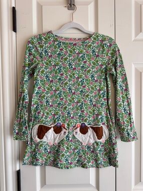 Girls Green Floral Tunic with Guinea pig hamster Appliques